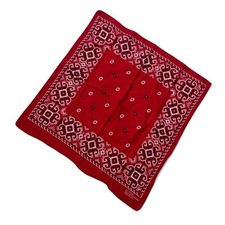 Fast Color Vintage made in USA 100 Cotton Red Paisley Floral Bandana RN 13960