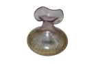 Vintage Murano Art Glass Bud Vase Hand Blown Ribbed Amber Pink Swirl 3.5"