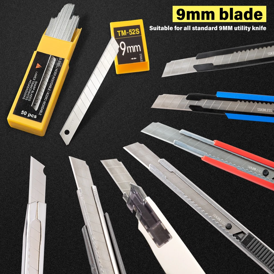 Navaja de afeitar de acero inoxidable 100 x 30 ° 9 mm a presión para cortador de cuchillos tipo OLFA Foto 3 de 4