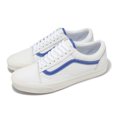 Vans Old Skool White Blue Leather Men Unisex Casual Lifestyle Shoes VN0007NTZ5D