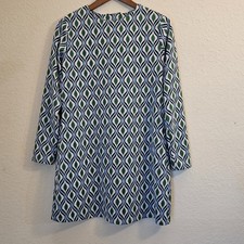Zara Mini Dress Womens Large Blue Green White Geometric 1960s Retro Print