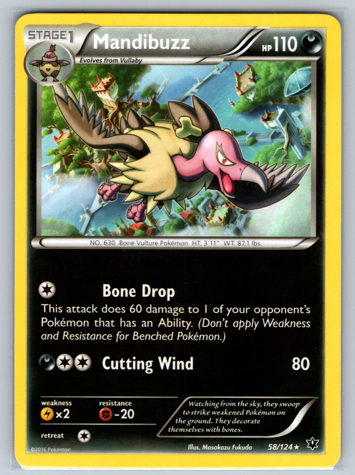 Mandibuzz 58/124 Rare Fates Collide Pokemon Lightly Played