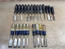 Lot Of 22 VTG Assorted Craftsman Wood Chisels Plastic Handle Woodworking Tools