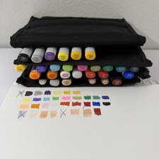 Mixed Lot Of 29 COPIC MARKERS And Carrying Case Used