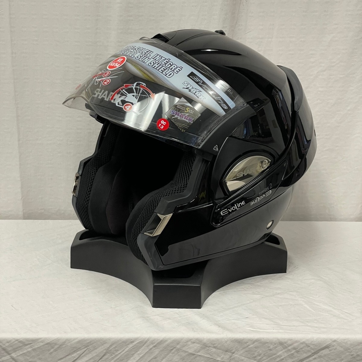evoline motorcycle helmet Shark 3 ST Discovery Division Mezcal - Black / White - Black / Orange Shark Evoline Helmet - webBikeWorld