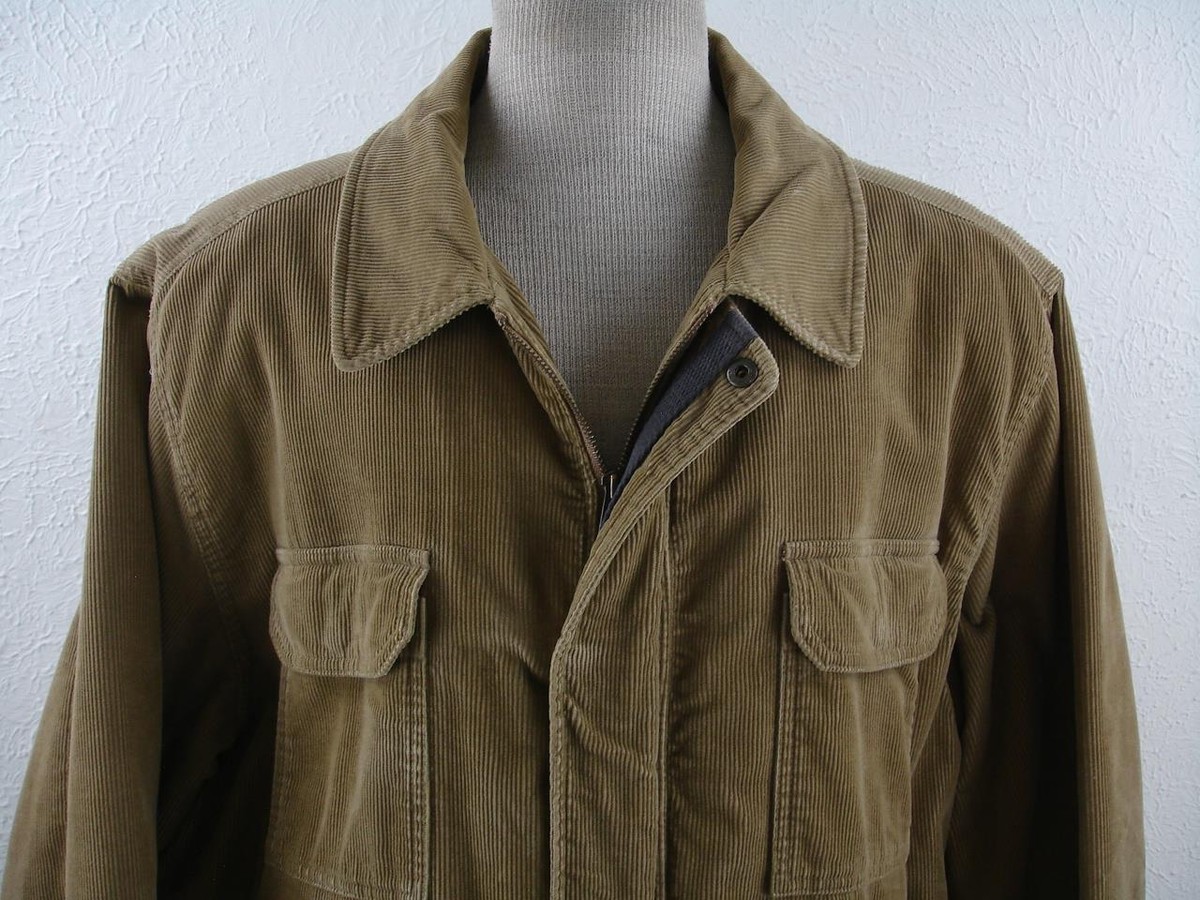 Men's XL Eddie Bauer Tan Corduroy Field Chore Work Jacket Fleece