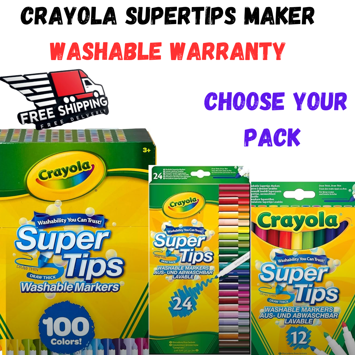 CRAYOLA Washable Markers Felt Tips Colouring Pens Art School Fine