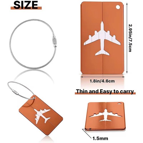 Black Metal Luggage Tag Label ID Suitcase Bag Baggage Travel Airplane Travel - Picture 4 of 4