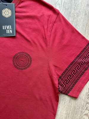 Level Ten Men’s T-shirt Red Size S luxury Pattern Accents | eBay