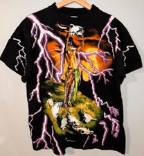 Vintage American Thunder Shirt Mens LARGE Lightning Native American Indian OBO