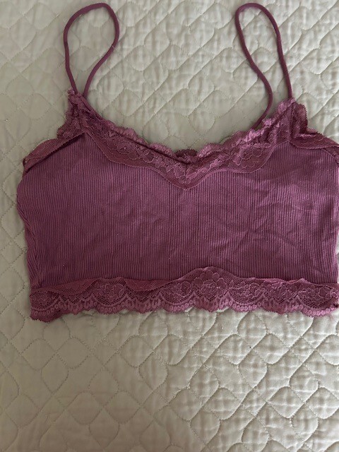 SHEIN Purple Cropped Tank Top Lace Trim Sz XS