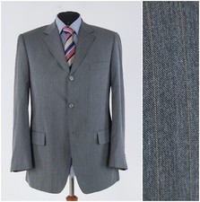 Mens Striped Sport Coat 44R US Size JAN PAULSEN Grey Blazer Jacket