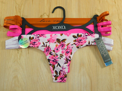 3 Pair XOXO Women SIDE CUTOUTS THONGS Panties Nylon Blend S-XL | eBay
