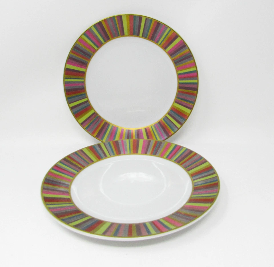 Set of 2 Pottery Barn  "Stripe"  Lunch Plates ~ 7-1/2" - Image 4 of 4