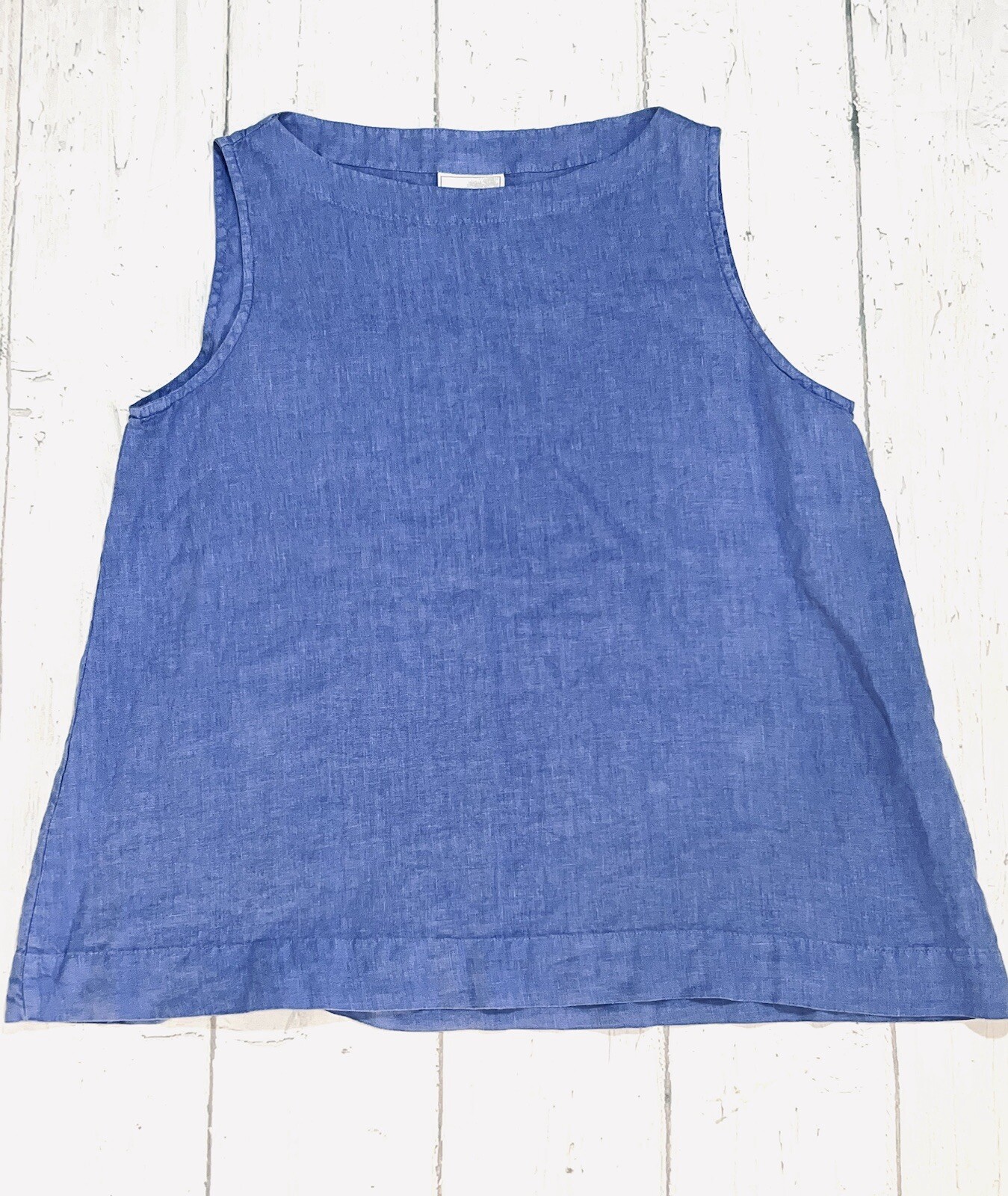 LA Fixsun Women’s Size Small 100% Linen Blue Purple Boxy Tank Top Lagenlook