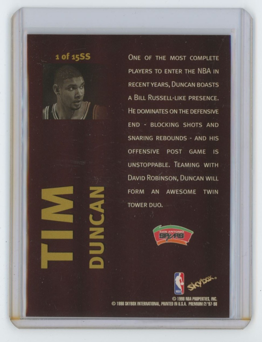 1997-98 SkyBox Tim Duncan Card San Antonio Spurs #1 OF 15SS | eBay