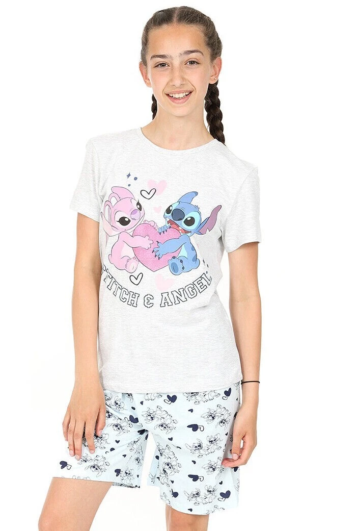 Girls Disney Lilo and Stitch and Angel Short Children's Kids Pyjamas Pjs