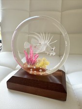 Vintage Lucite Fish Tank Paperweight Coral Aquarium Artist Signed Wald 1990