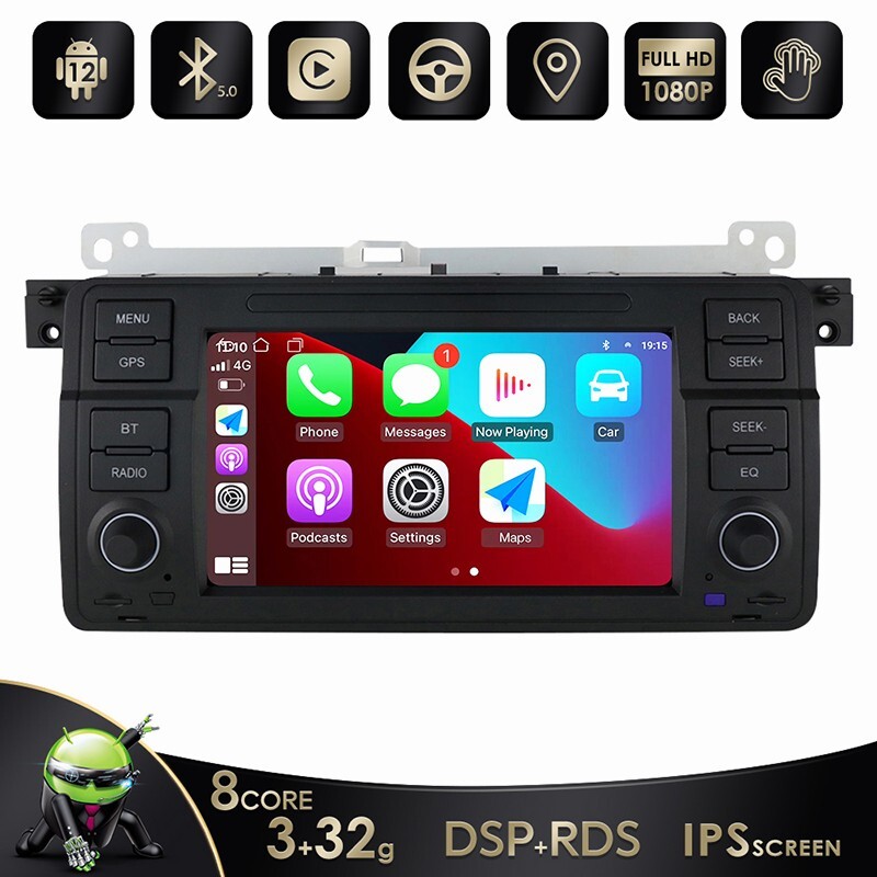 Android 12.0 Carplay 3+32GB Car Stereo Radio GPS For BMW E46 318i 320i 325i 328i