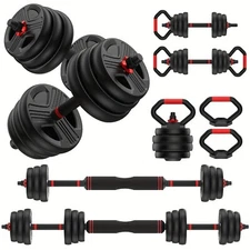 Adjustable Dumbbells Free Weight Set With Connector, 4 In1 Dumbbells Set