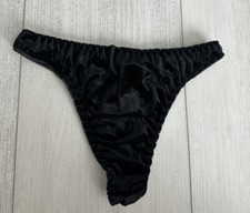 Vintage Classified Velvet Thong Panties Sz M - Black