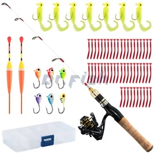 Dr.Fish Ice Fishing Rod Reel Combo Complete Kits Lead Jigs Spoons Lures Floats