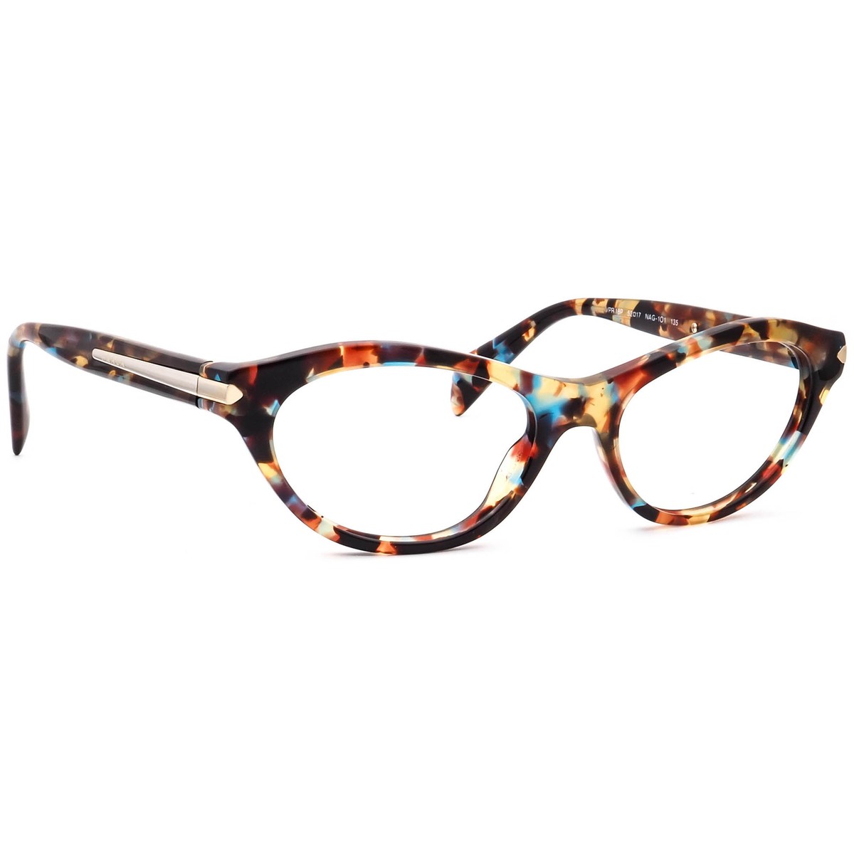 Prada Eyeglasses VPR 18P NAG-1O1 Tortoise/Blue Cat Eye Frame Italy 52[]17  135