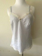 Vintage Lingerie 1980s Olga Ice Blue Satin/Lace Camisole Made In USA Sz M-Mint 