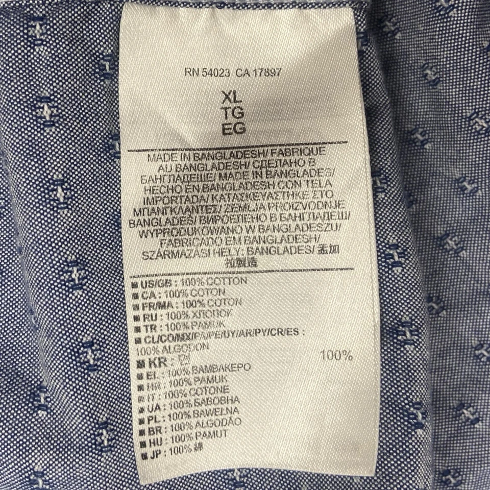 Camisa de vestir Banana Republic azul claro blanco moteado con botones talla XLarge Foto 4 de 4