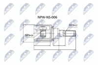 NTY NPW-NS-006 Gelenksatz Antriebswelle Hinterachse, Getriebeseitig,
