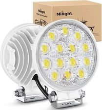 Nilight Marine LED Pods 2Pcs 4.5Inch 42W 4200LM White Round Light Flood Beam