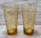 Vintage Anchor Hocking Lido Milano Amber Gold Set Of 2 Glasses MCM