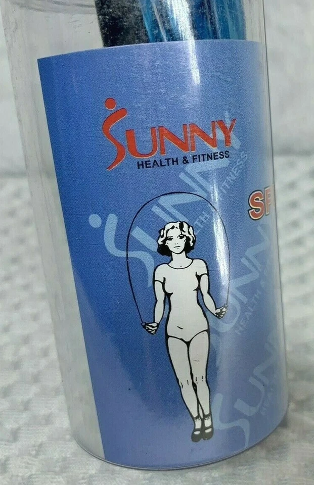 Corda de velocidade SUNNY Health & Fitness, azul 106" corda de salto longa com alças pretas - Imagem 3 de 4