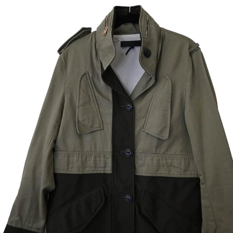 Chaqueta Militar Rag & Bone Talla 0 Mujer Verde Ejército Marrón Botón Frontal Utilidad Foto 2 de 4