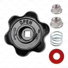 CO2 Tank Replacement Hand Wheel Handle M6 + 1/4" Nut + Spring Set Steel BLACK