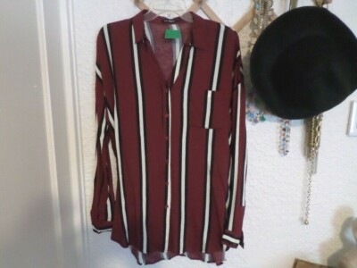 Blu Pepper Striped Button Front Shirt NWT L