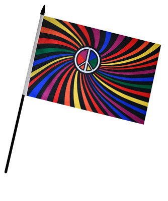Regenbogen CND Frieden Hand Flagge (9'' x 6'')