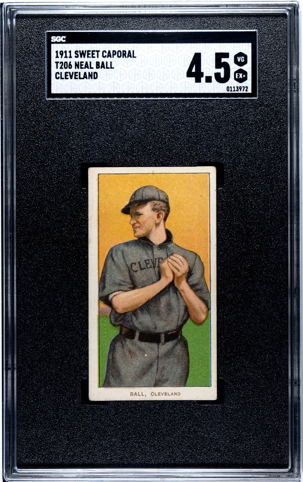 1911 T206 Neal Ball Cleveland Sweet Caporal 350-460/42 SGC 4.5