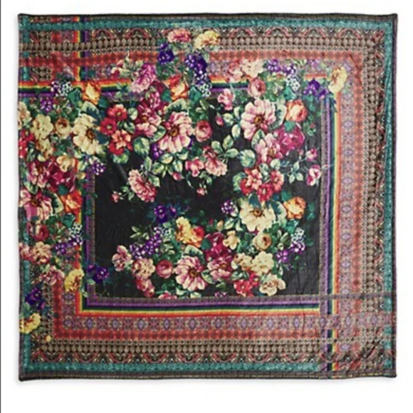 💕Johnny Was " CIAGA" Blanket Cozy Reversible Colorful Throw W/Carry Bag