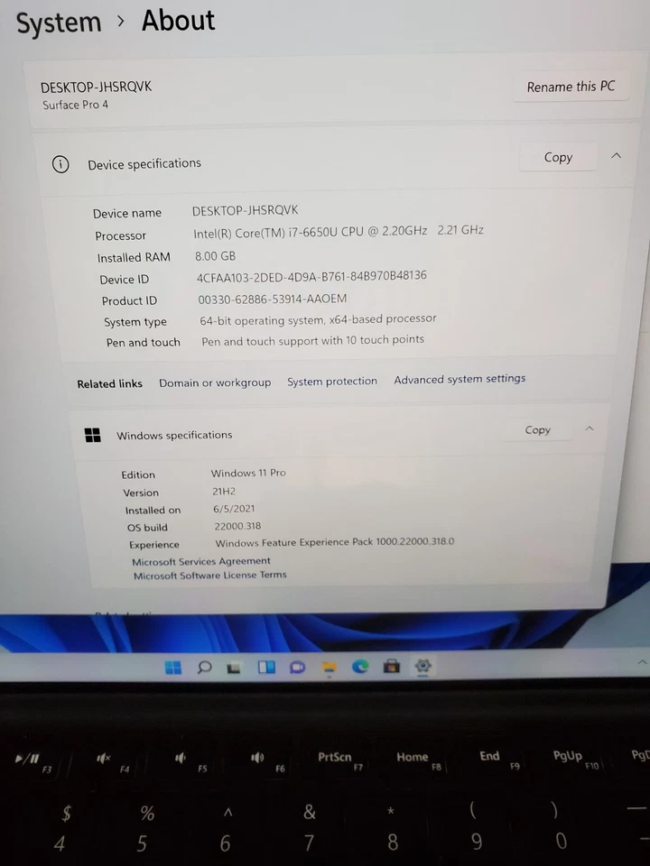 Microsoft Surface Pro 4 i7-6650U 8GB RAM 256GB SSD Win11 ¡BATERÍA DEFECTUOSA! #69 Foto 2 de 4
