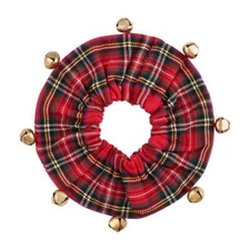Mud Pie Red Royal Stewart Tartan Plaid Dog Christmas Collar w/ Bells Sm/Med Sz
