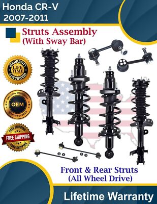 OE Front & Rear Struts W/Sway Bar For 2007-2011 Honda CRV 2.4L 4x4 Lifetime Warr