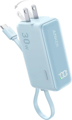Anker 3-in-1 Power Bank 5000mAh 30W Max Wall Charger Built-in USB-C Cable|Refurb - Picture 1 of 6