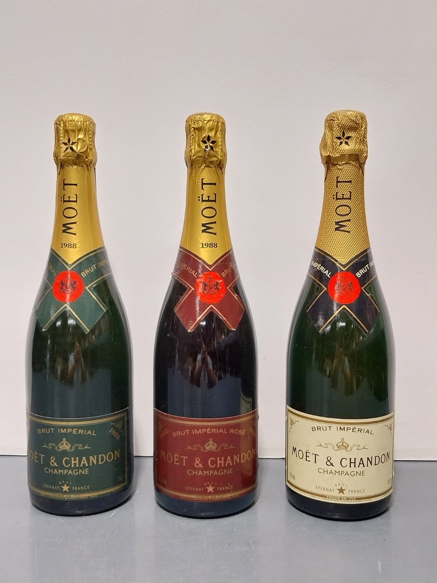 3 Champagne Moet & Chandon 1988 brut Imperial cassa di legno