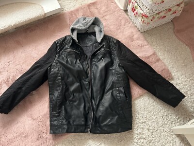 Herren  Jacke mit Kaputze Kunstleder Angelo Litrico SCHWARZ GR. 3 XL