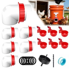 6-Port Chicken Feeder and Waterer Kit - No-Waste Automatic Gravity Design
