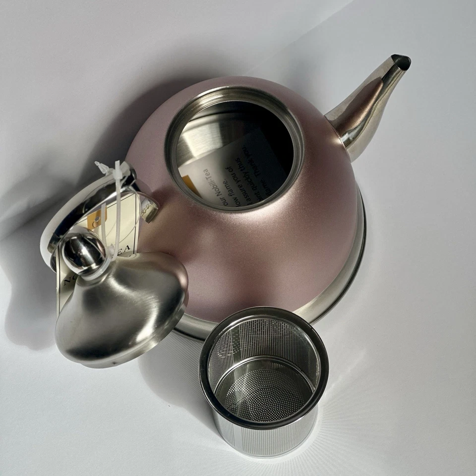 Tetera infusora de acero inoxidable Nobili-Tea de 1 qt oro rosa plata nueva con etiquetas regalo Foto 2 de 4