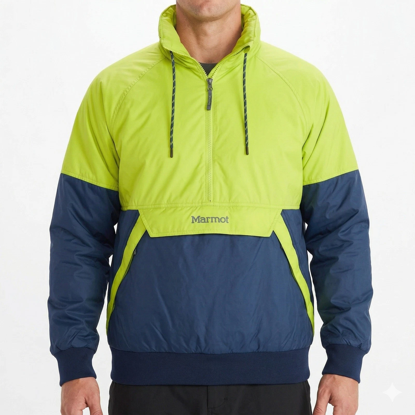 Marmot Lynx 3M Thinsulate Insulated Anorak Jacket Mens XL Blue Neon Yellow