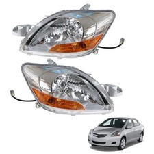 1 Pair Headlight Assembly Headlamp Driver and Passenger Side Chrome Clear Lens