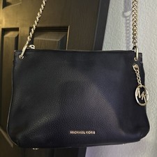 Borsa a tracolla Michael Kors nera tracolla catena hardware oro logo chiusura zip